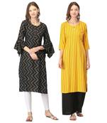 Black printed rayon combo-kurtis