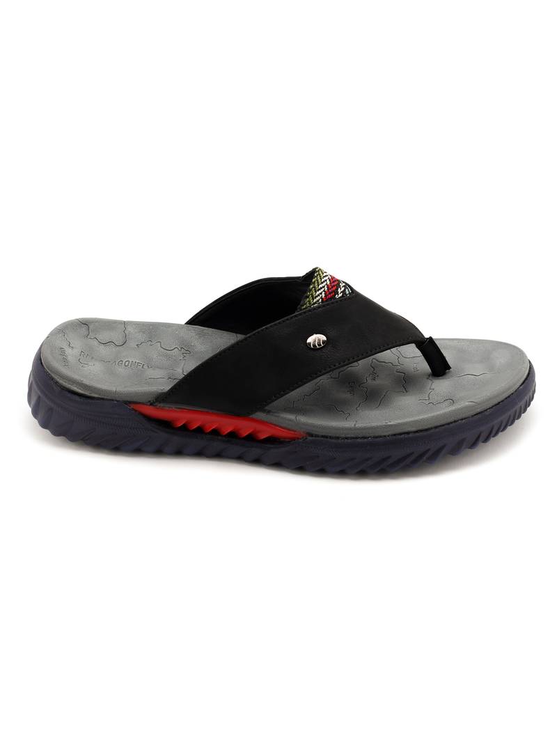 Black Color Thong Sporty Look Flip Flops By Trends & Trades for Men's
