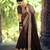 Dark coffee woven silk blend saree with blouse