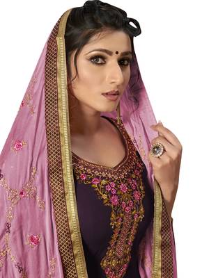 Purple embroidered silk blend salwar 3