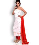 White Banarasi Cotton Silk Suit with Chikankari