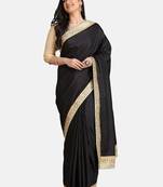 Black Jacquard Lace Georgette  Saree With Blouse