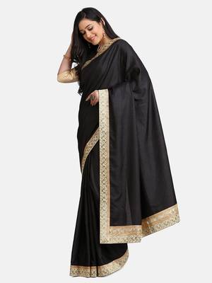 Black Jacquard Lace Georgette  Saree With Blouse 4