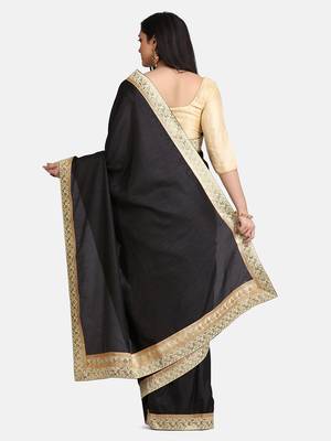 Black Jacquard Lace Georgette  Saree With Blouse 5