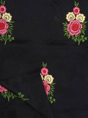 Black embroidered faux georgette saree with blouse 7