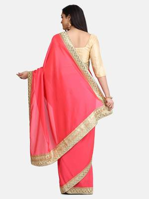 Gajari marble chiffon lace saree with blouse piece. 5
