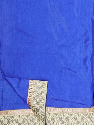 Royal Blue Jacquard Lace Grorgette Saree With Blouse 6