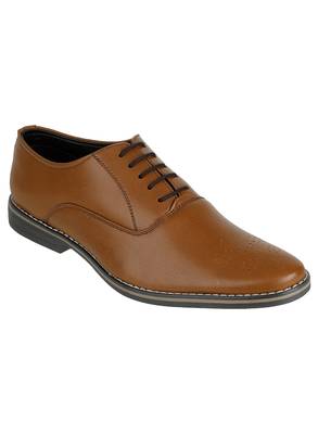 Vardhra Men's Brown Synthetic Leather Derby Leather Half Brogue Shoes 1