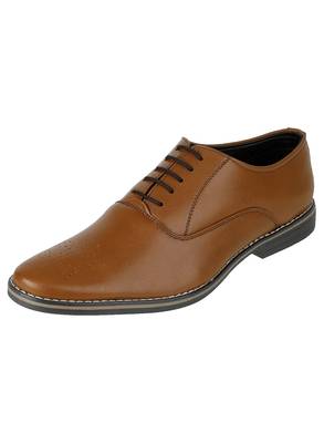 Vardhra Men's Brown Synthetic Leather Derby Leather Half Brogue Shoes 2