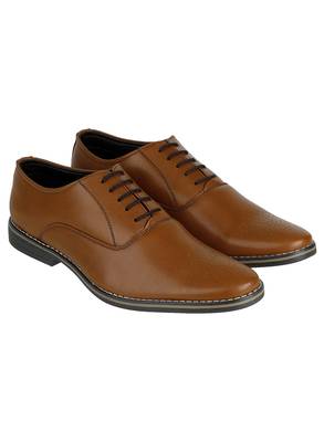 Vardhra Men's Brown Synthetic Leather Derby Leather Half Brogue Shoes 3