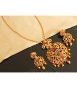 Beautiful Matte Finish Ruby Emerald Designer Pendant Set Dj22150