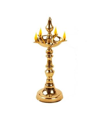 Pure Brass Original Traditional Fancy Kerela Samay Diya Oil Diwali Puja Lamp  Kuthuvilakku Golden Kuthu Vilakku 1