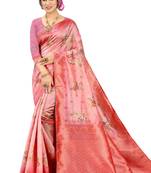 Peach brasso art silk saree with blouse