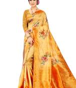Mustard brasso art silk saree with blouse