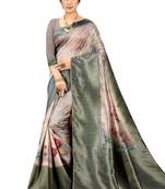 Grey brasso art silk saree with blouse