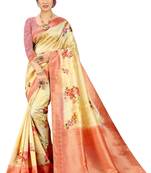 Yellow brasso art silk saree with blouse