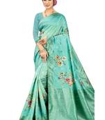 Blue brasso art silk saree with blouse