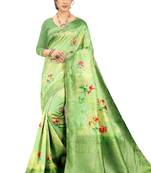 Green brasso art silk saree with blouse
