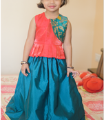 Ruviero brocade patch green tafetta lehenga choli set