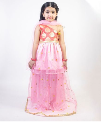 Ruviero net motif print foil print choli with net lehenga 1