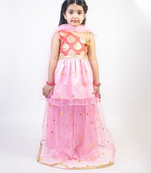 Ruviero net motif print foil print choli with net lehenga