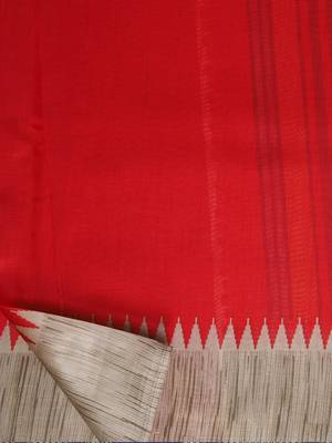 Red Printed Art Silk Saree With Blouse 7