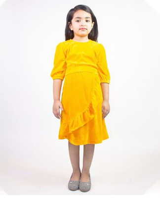 Ruviero pleated yellow velvet dress 1