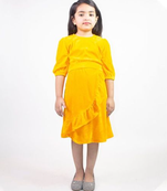 Ruviero pleated yellow velvet dress