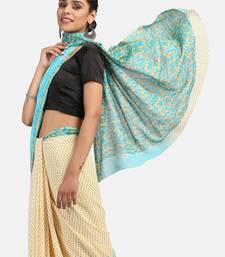 Cream Printed Georgette Saree With Blouse