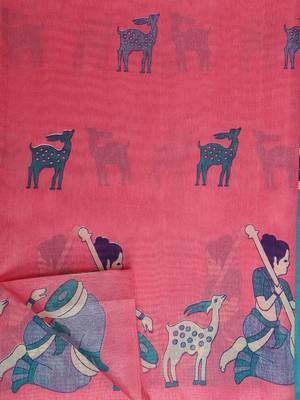 Pink Printed Art Silk Saree With Blouse 5