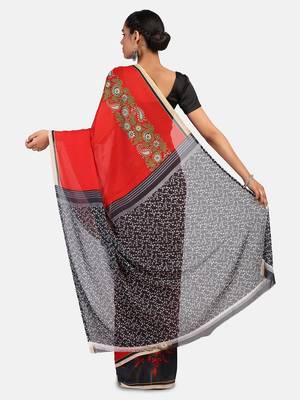Multicolour Printed Georgette Saree With Blouse 4