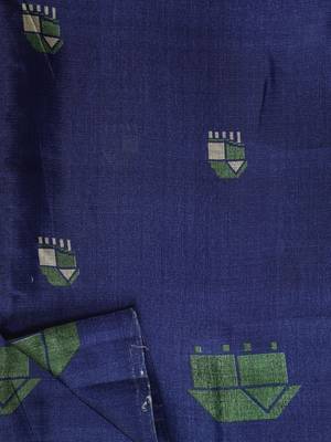 Blue Printed Art Silk Saree With Blouse 5