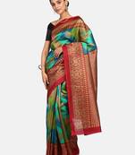 Multicolor Printed Art Silk Saree With Blouse