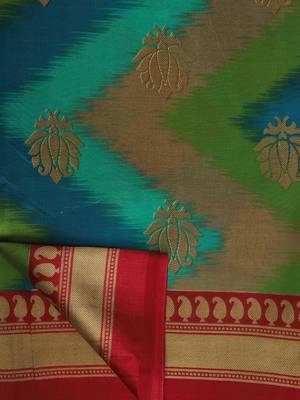 Multicolor Printed Art Silk Saree With Blouse 5