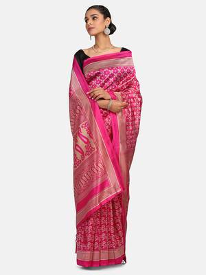 Pink Woven Art Silk Saree With Blouse 1