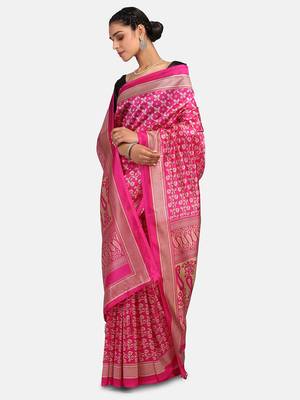 Pink Woven Art Silk Saree With Blouse 3
