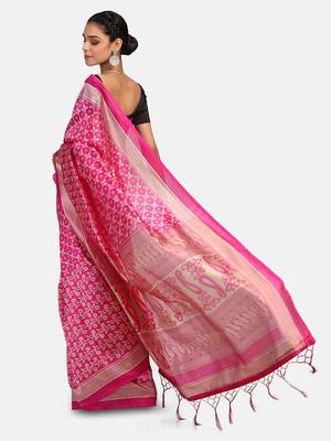 Pink Woven Art Silk Saree With Blouse 4