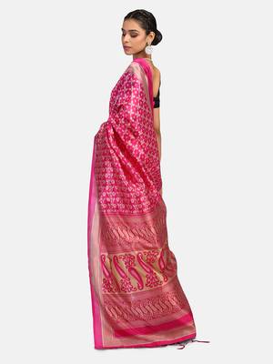 Pink Woven Art Silk Saree With Blouse 5