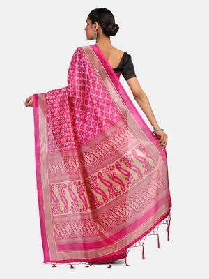 Pink Woven Art Silk Saree With Blouse 6