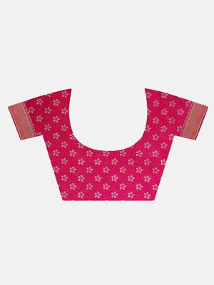 Pink Woven Art Silk Saree With Blouse 9