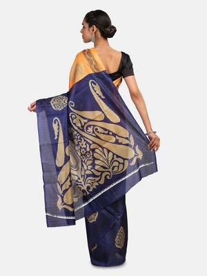 Orange Printed Art Silk Saree With Blouse 5