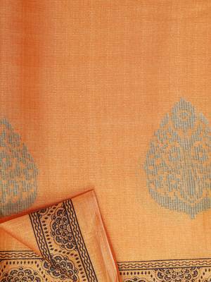 Orange Printed Art Silk Saree With Blouse 6