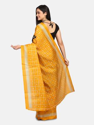 Black Printed Art Silk Saree With Blouse 4