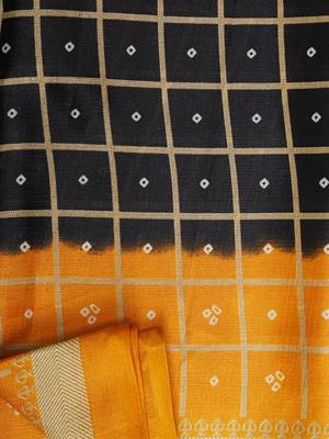 Black Printed Art Silk Saree With Blouse 5