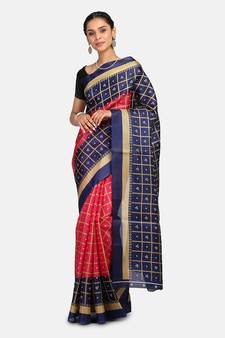 Pink Printed Art Silk Saree With Blouse