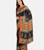 Black Printed Art Silk Saree With Blouse