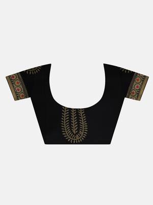 Black Printed Art Silk Saree With Blouse 6