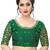 Dark-Green Colour Rose Flower Embroidery and Sequins Work Design Phantom Silk Readymade Blouse Saree For Lehenga Choli