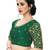 Dark-Green Colour Rose Flower Embroidery and Sequins Work Design Phantom Silk Readymade Blouse Saree For Lehenga Choli