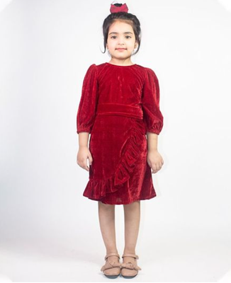 Ruviero pleated maroon velvet dress 1